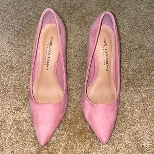 Pink suede heels